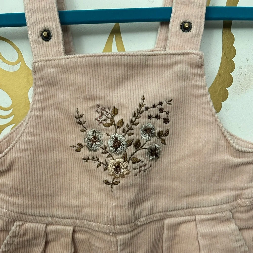 Jamie Kay Pink Corduroy Overalls with Embroidery‎